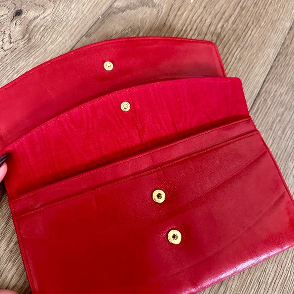 Designer CC Vintage Lambskin Double Flap Timeless Wallet Clutch Red - Picture 7 of 10